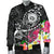 Hawaii Polynesian Men's Bomber Jacket - Hawaii Seal With Turtle Plumeria (Black) - Polynesian Pride