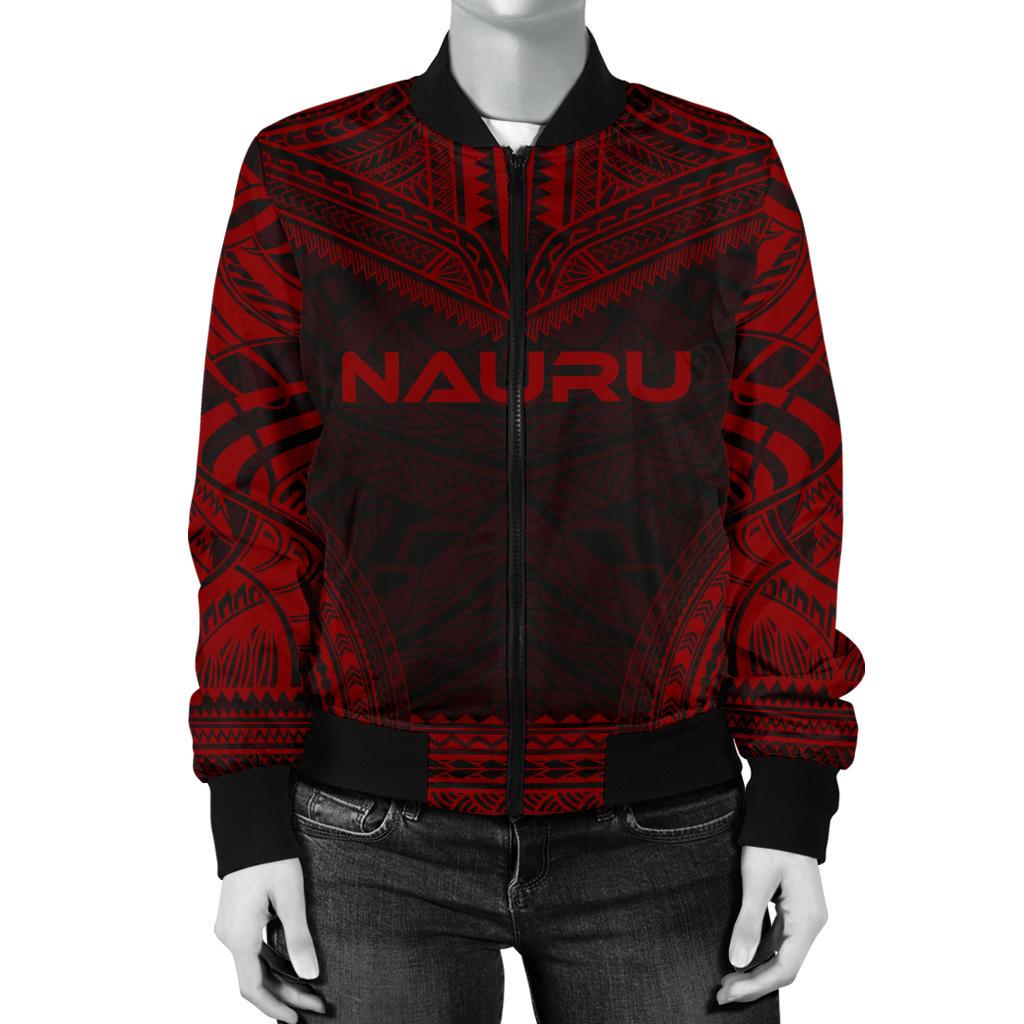 Nauru Polynesian Chief Women'S Bomber Jacket - Red Version - Polynesian Pride
