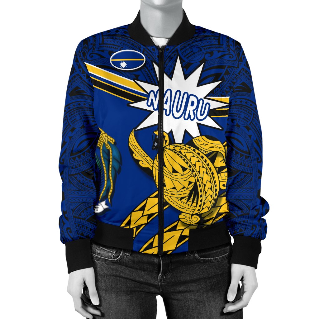 Nauru Rugby Women Bomber Jacket Version Turtle Polynesian - Polynesian Pride