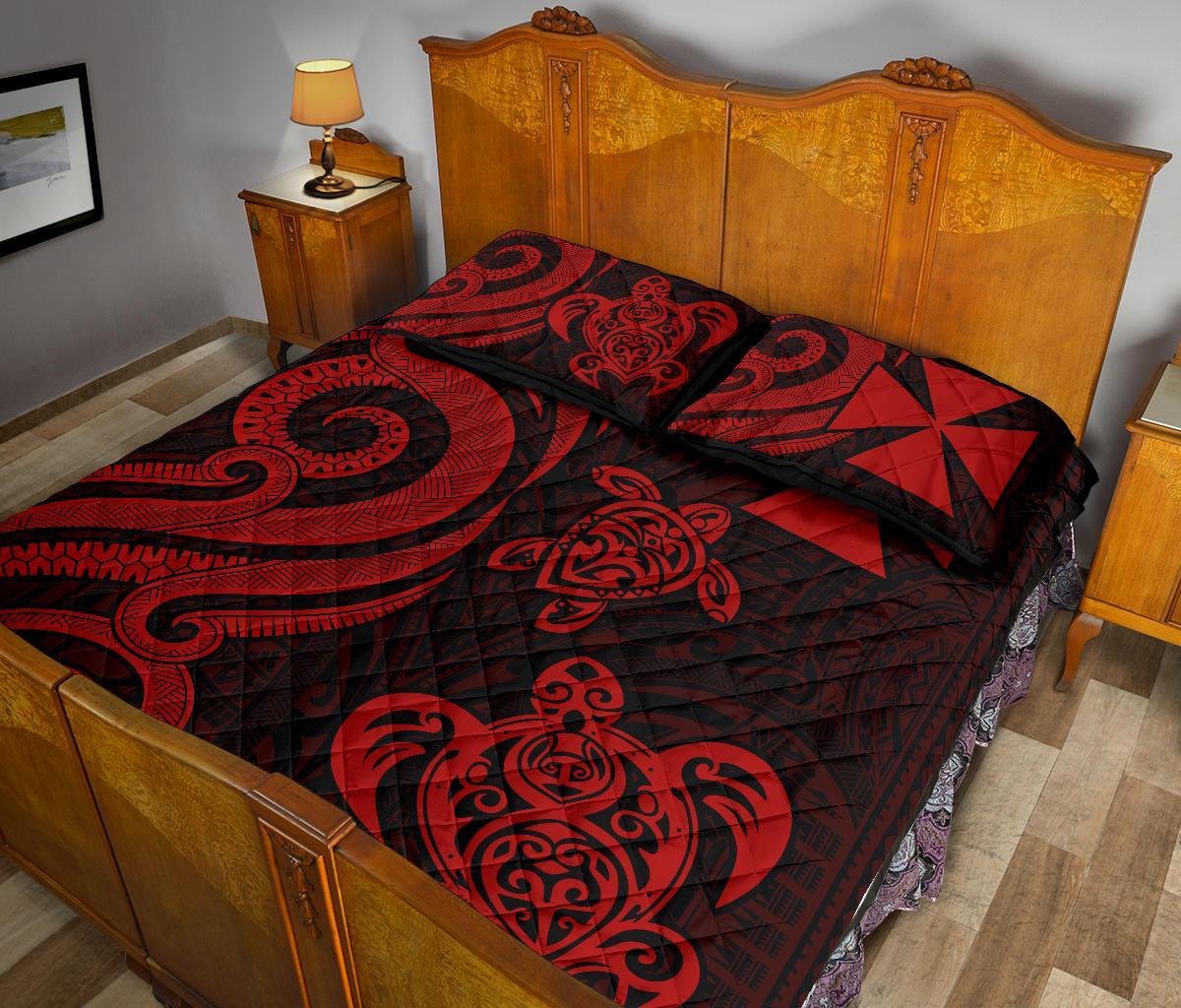 Wallis and Futuna Quilt Bed Set - Red Tentacle Turtle - Polynesian Pride
