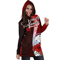 Marshall Islands Polynesian Hoodie Dress - Coat Of Arm With Hibiscus - Polynesian Pride