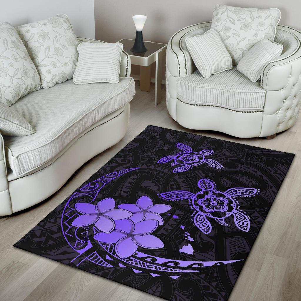 Hawaii Polynesian Turtle Plumeria Rug - Pog Style Purple - Polynesian Pride
