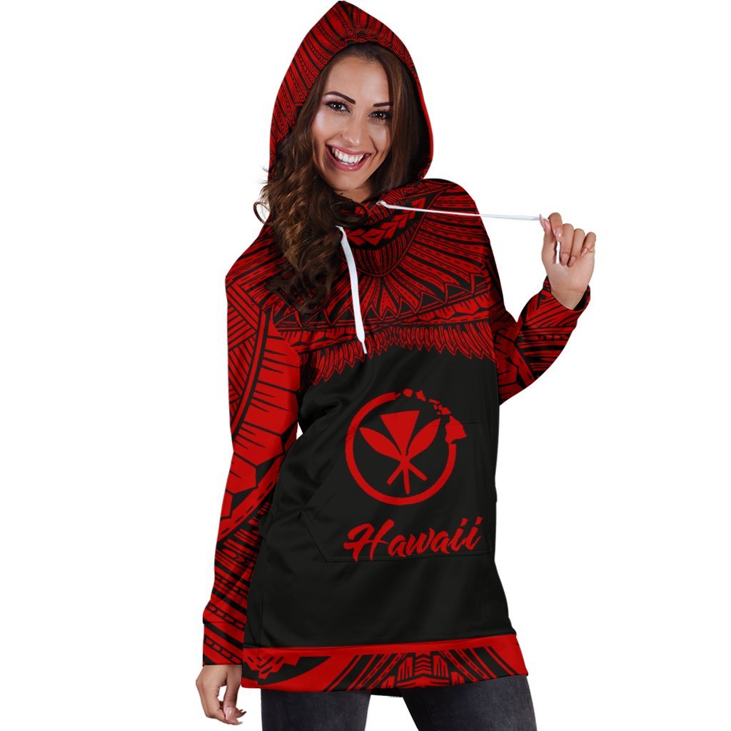Hawaii Polynesian Women's Hoodie Dress - Hawaii Pride Red Version - Polynesian Pride