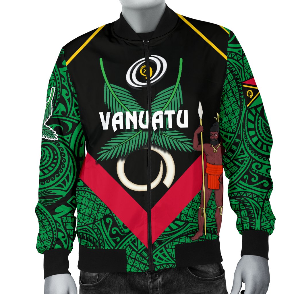 Vanuatu Rugby Men Bomber Jacket Flag Style - Polynesian Pride