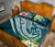 Kosrae Polynesian Quilt Bed Set - Summer Plumeria (Turquoise) - Polynesian Pride