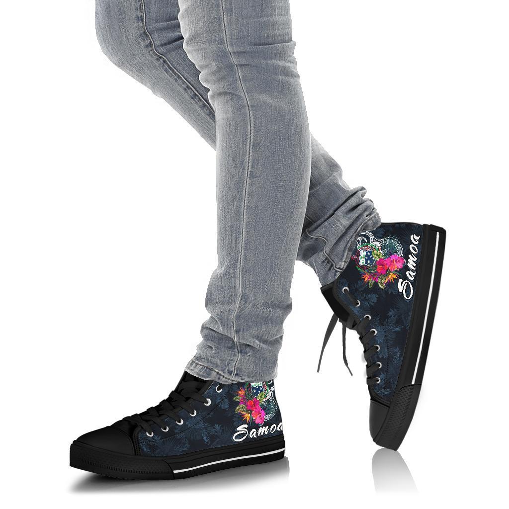 Samoa Polynesian High Top Shoes - Tropical Flowers - Polynesian Pride