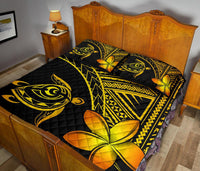 Hawaiian Turtle Plumeria Polynesian Quilt Bedding Set Yellow - Polynesian Pride