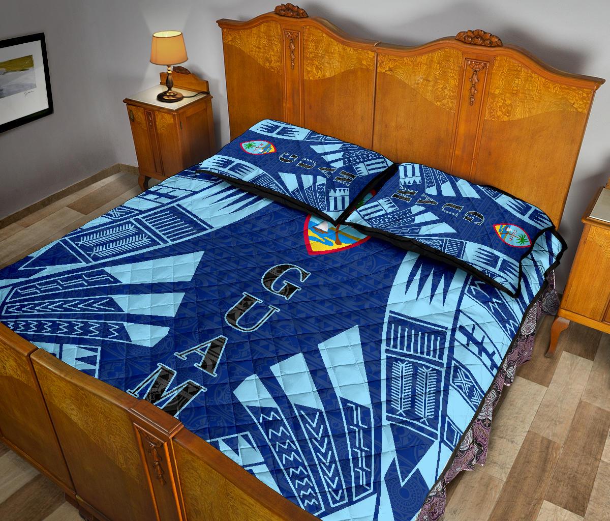 Guam Quilt Bed Set - Guam Coat Of Arms Polynesian Tattoo Style - Polynesian Pride