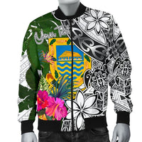 Tuvalu Custom Personalised Men's Bomber Jacket White - Turtle Plumeria Banana Leaf - Polynesian Pride