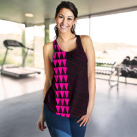 Hawaii Kakau Polynesian Coat Of Arms Women's Racerback Tank - Pink - Polynesian Pride