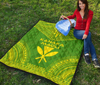 Hawaii Premium Quilt - Kanaka Maoli Polynesian Chief Green Version - Polynesian Pride