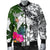 Kosrae Men's Bomber Jacket White - Turtle Plumeria Banana Leaf - Polynesian Pride