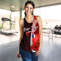 Wallis and Futuna Polynesian Custom Personalised Women's Racerback Tank - Coat Of Arm With Hibiscus - Polynesian Pride