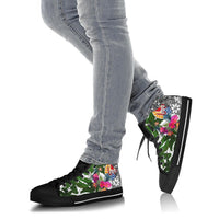 Tahiti High Top Shoes White - Turtle Plumeria Banana Leaf - Polynesian Pride