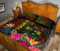 Fiji Polynesian Personalised Quilt Bed Set - Hibiscus and Banana Leaves - Polynesian Pride