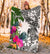 Nauru Custom Personalised Premium Blanket White - Turtle Plumeria Banana Leaf - Polynesian Pride