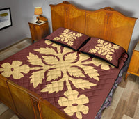 Hawaiian Quilt Bed Set Royal Pattern - Coral - B2 Style - Polynesian Pride