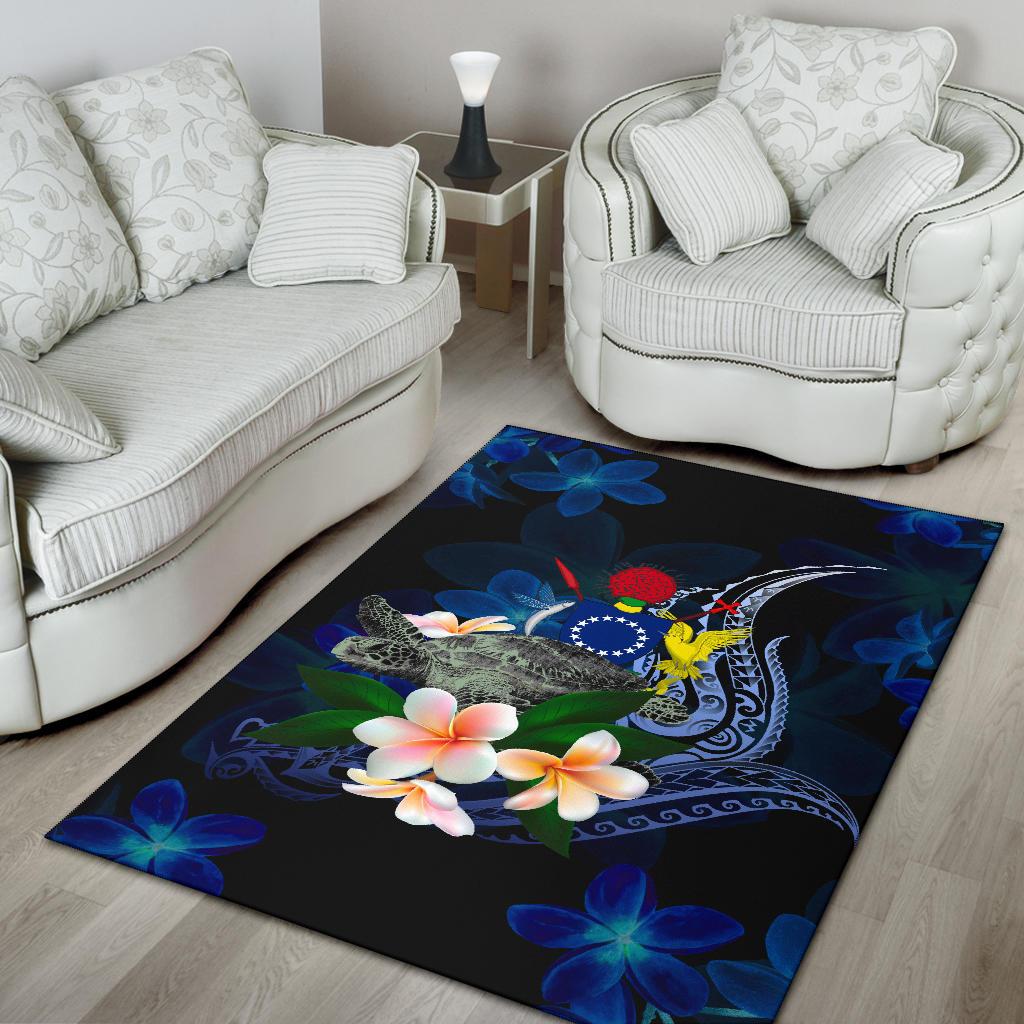 Cook Islands Polynesian Area Rug - Turtle With Plumeria Flowers - Polynesian Pride