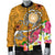 American Samoa Polynesian Men's Bomber Jacket - Turtle Plumeria (Gold) - Polynesian Pride