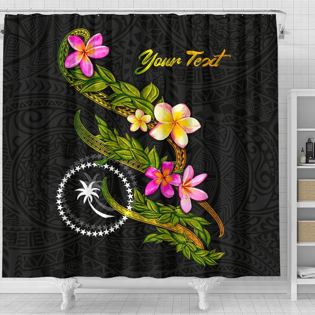 Chuuk Polynesian Custom Personalised Shower Curtain - Plumeria Tribal - Polynesian Pride