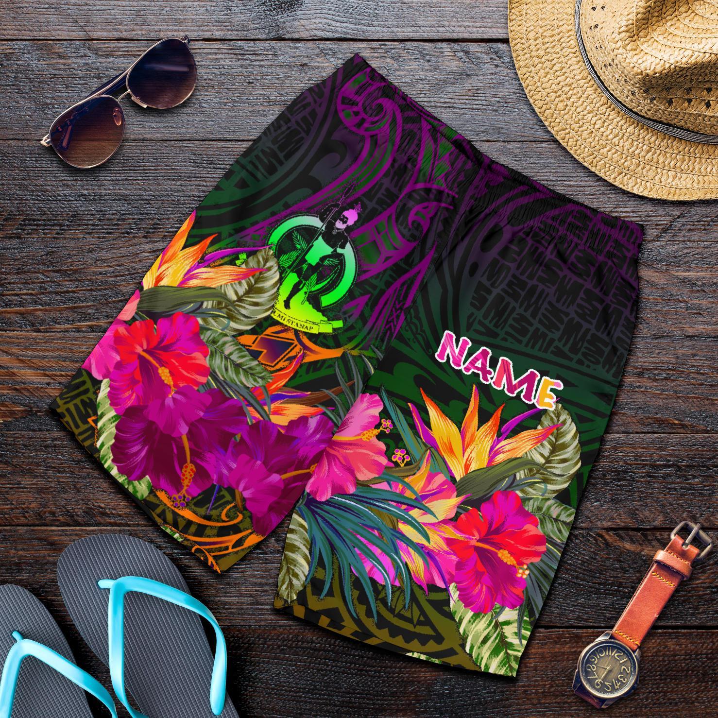 Vanuatu Personalised Men's Shorts - Summer Hibiscus Reggae - Polynesian Pride