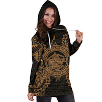Palau Polynesian Hoodie Dress Map Gold - Polynesian Pride
