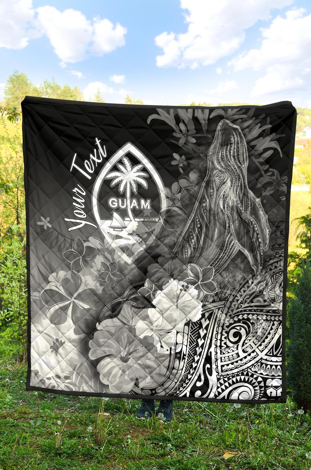 Guam Custom Personalised Premium Quilt - Humpback Whale with Tropical Flowers (White) - Polynesian Pride