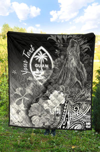Guam Custom Personalised Premium Quilt - Humpback Whale with Tropical Flowers (White) - Polynesian Pride