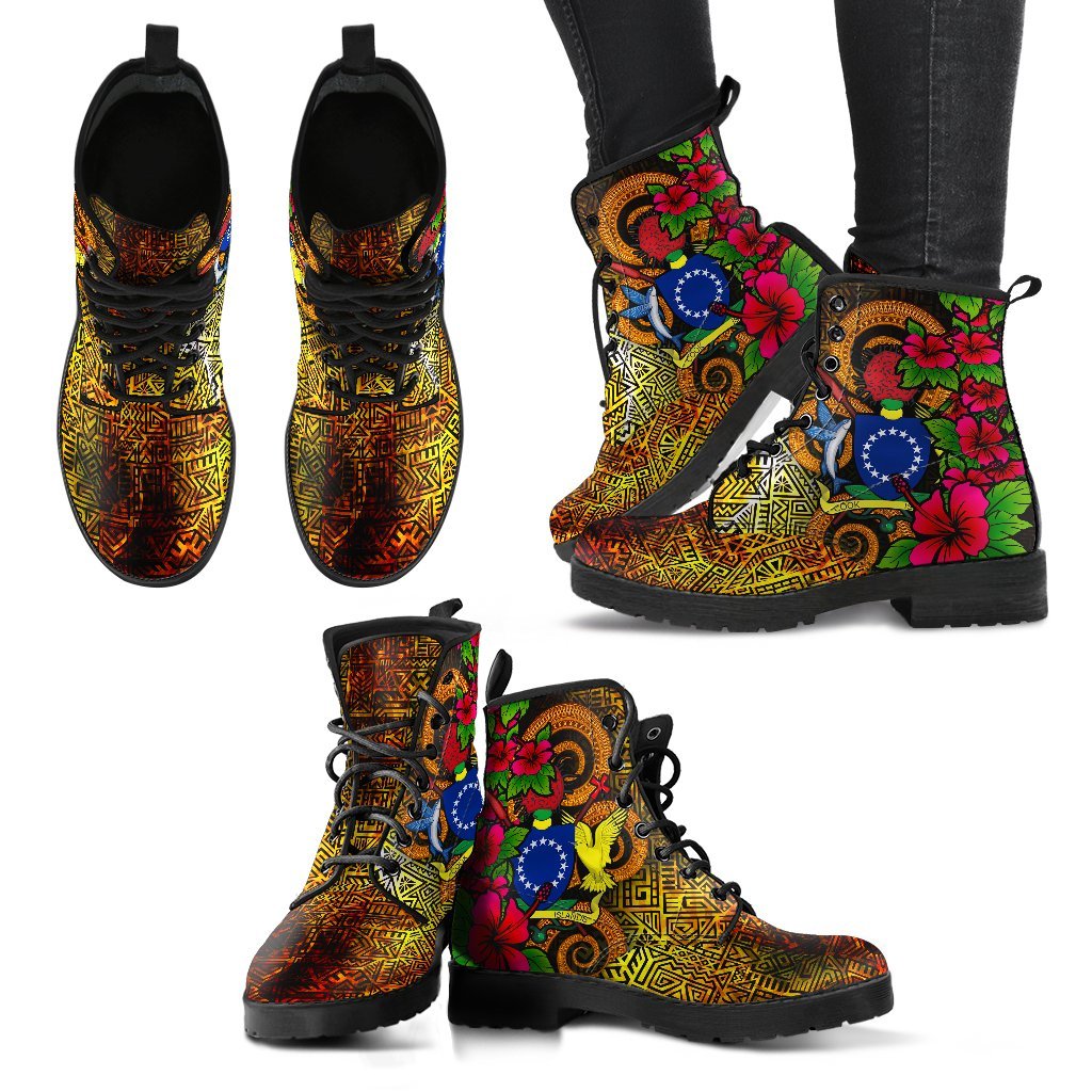 Cook Islands Polynesian Leather Boots - Hibiscus Vintage - Polynesian Pride