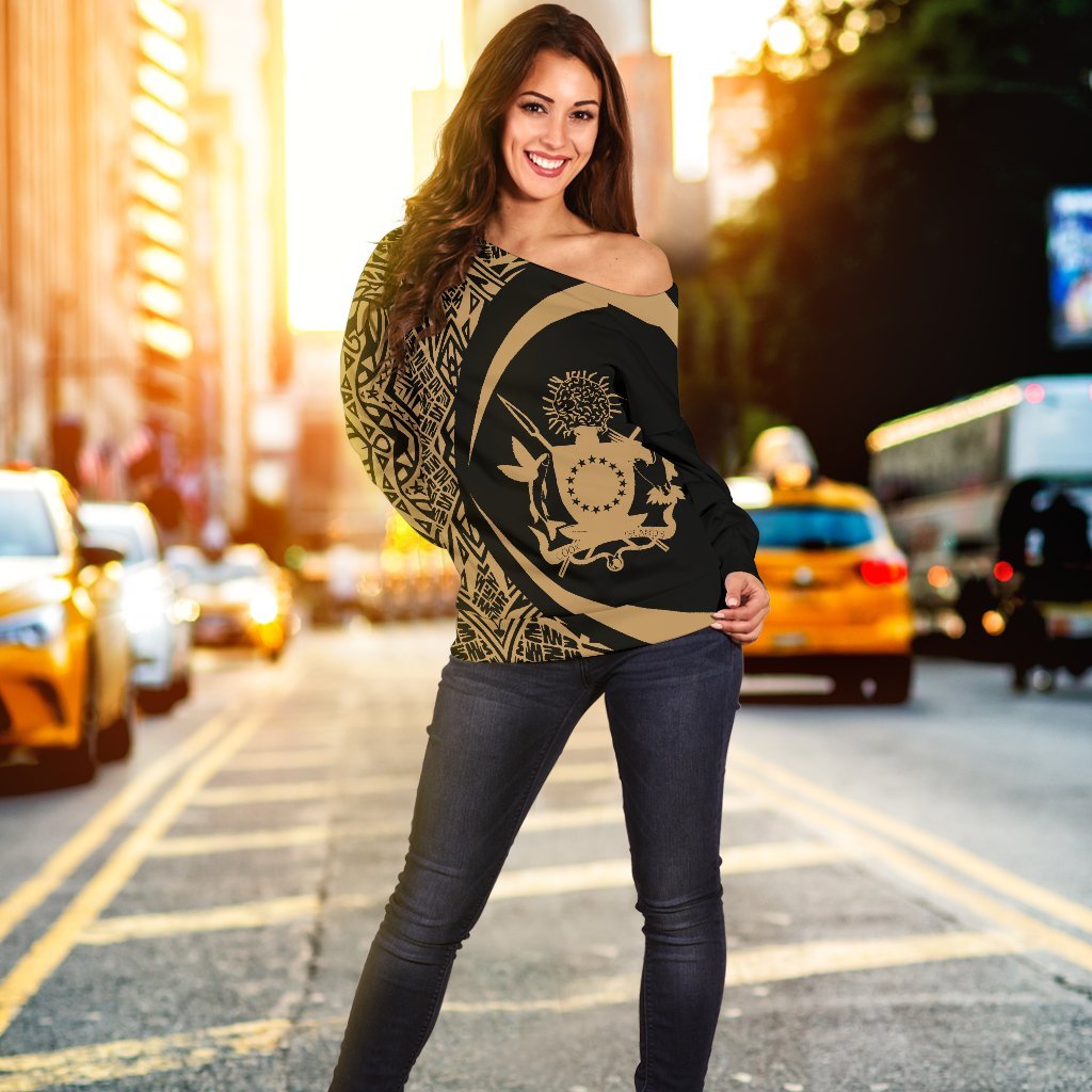 Cook Islands Women's Off Shoulder Sweater - Circle Style 06 - Polynesian Pride