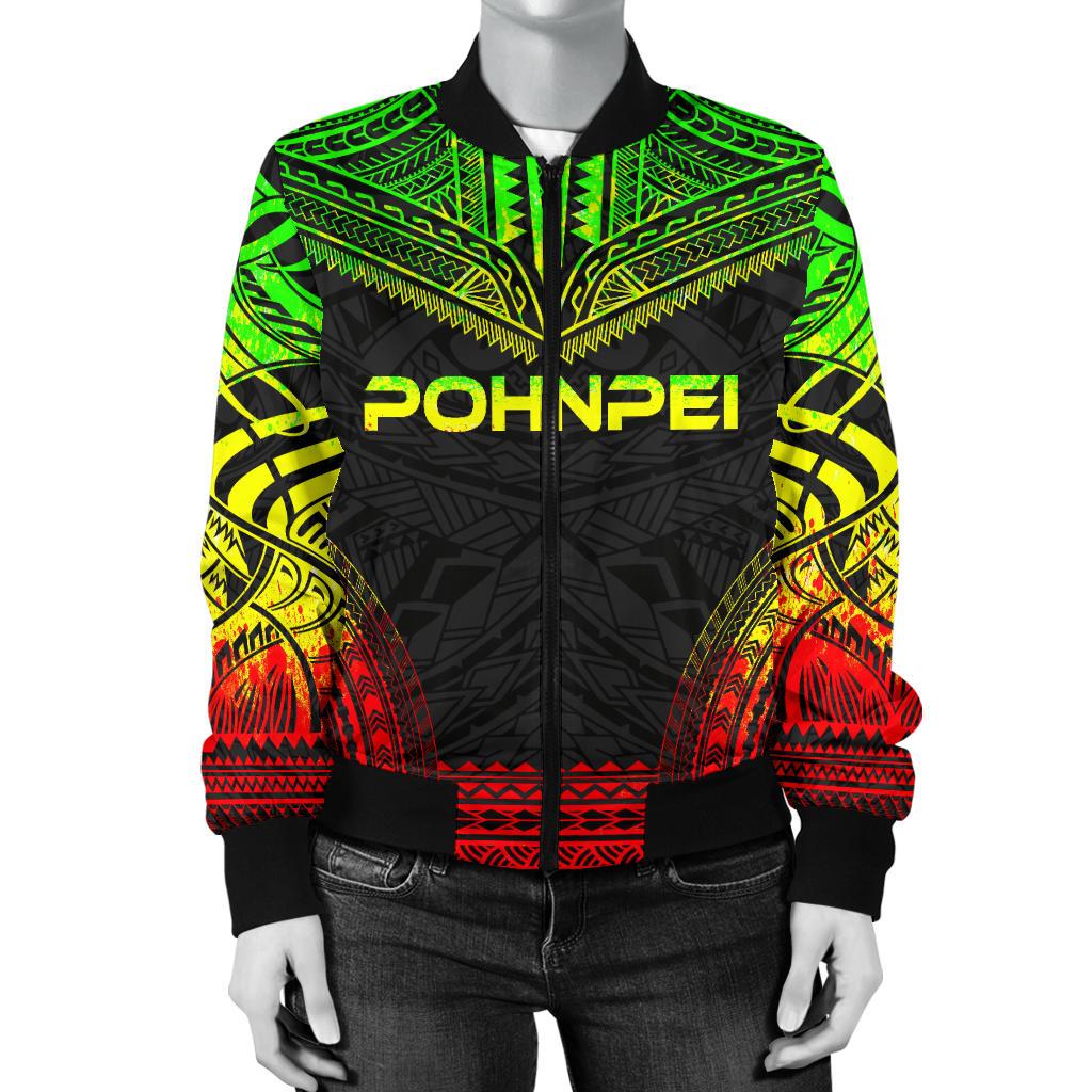 Pohnpei Polynesian Chief Women'S Bomber Jacket - Reggae Version - Polynesian Pride