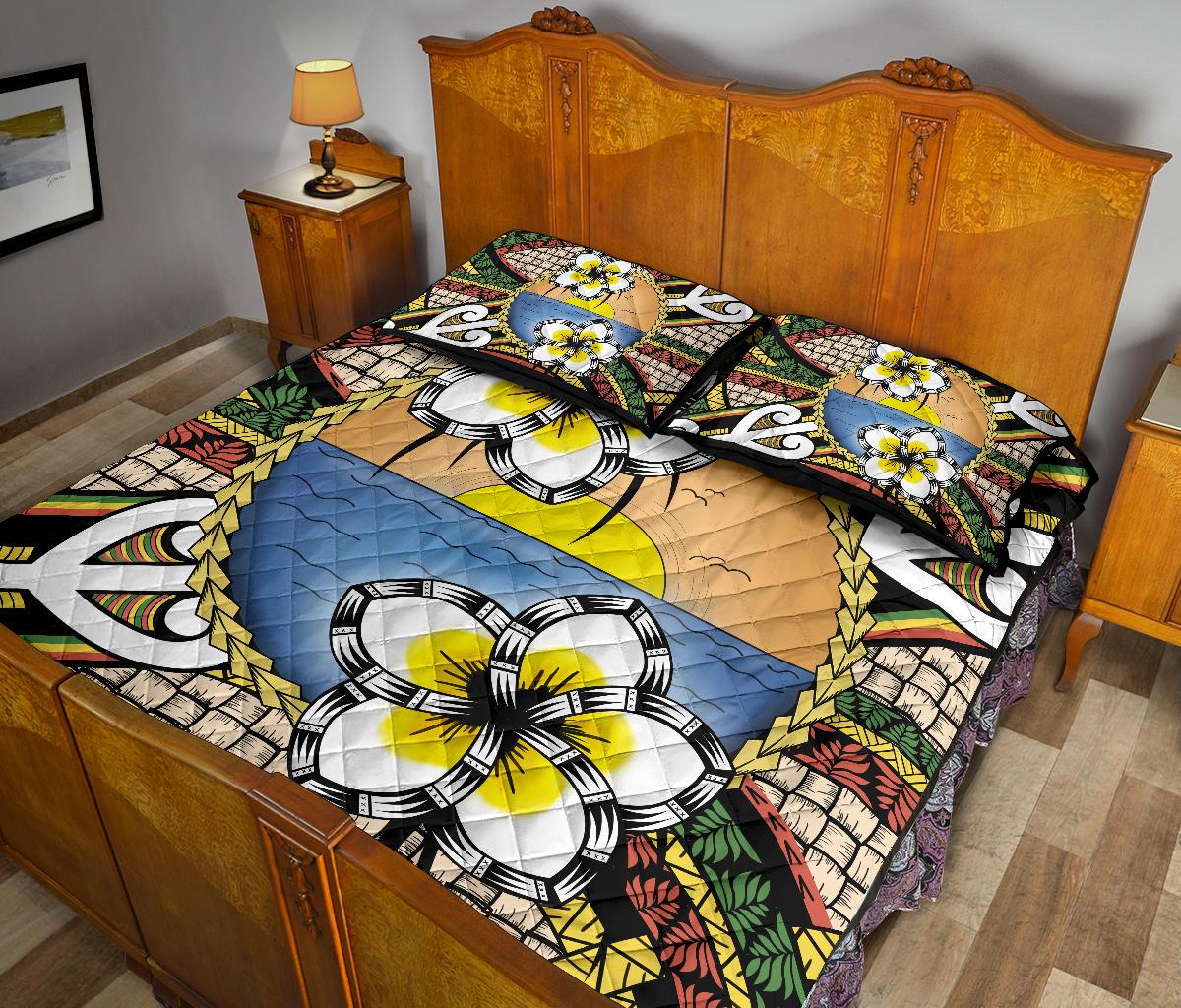 Hawaii Plumeria Pattern Limited Quilt Bed Set - Polynesian Pride