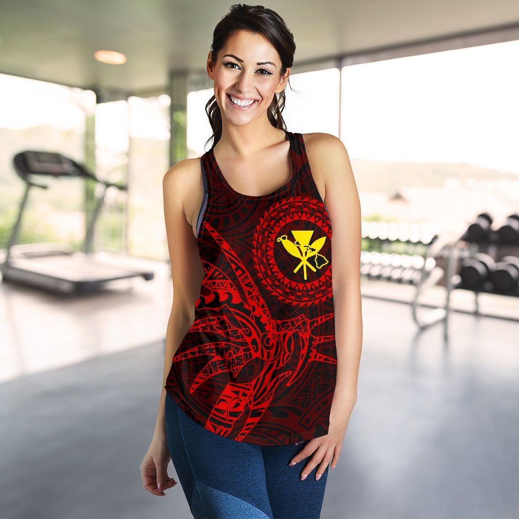 Hawaii Women's Racerback Tank Polynesian Kanaka Map Hawaiian Racerback - Red - TT Style - Polynesian Pride
