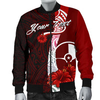 Yap Micronesia Custom Personalised Men's Bomber Jacket - Coat Of Arm With Hibiscus - Polynesian Pride