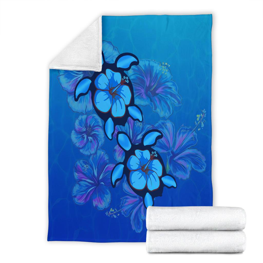 Hawaii Turtle Hibiscus Sea Premium Blanket - Polynesian Pride