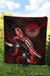 American Samoa Polynesian Premium Quilt - Turtle With Blooming Hibiscus Red - Polynesian Pride