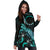 Cook Islands Polynesian Hoodie Dress - Turtle With Blooming Hibiscus Turquoise - Polynesian Pride