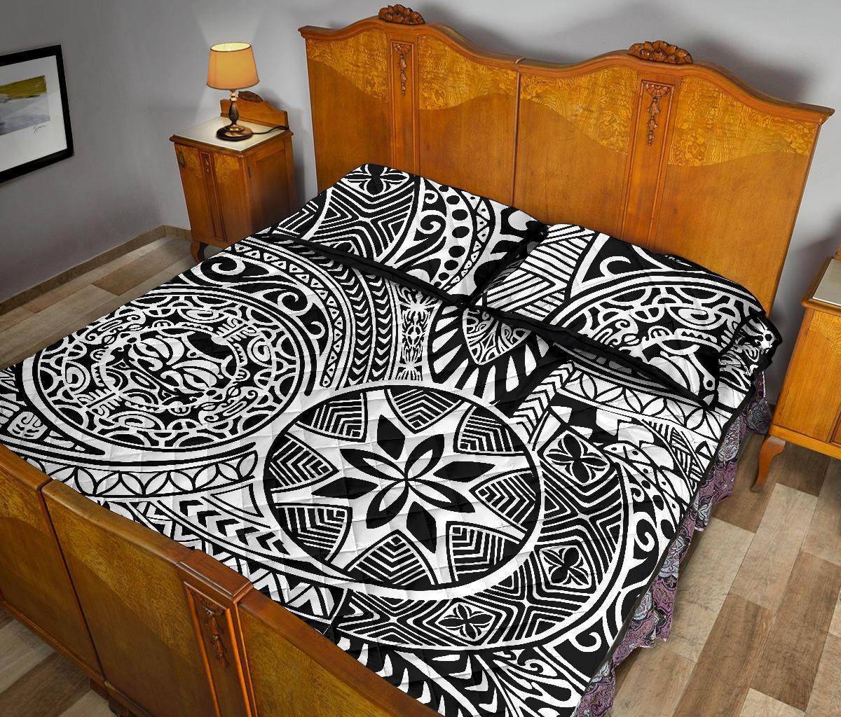 Hawaii Quilt Bed Set Polynesia Hawaiian Style Tribal Tattoo AH - Polynesian Pride