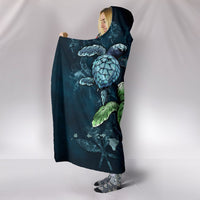 Kanaka Maoli (Hawaiian) Hooded Blanket - Sea Turtle Tropical Hibiscus And Plumeria - Polynesian Pride