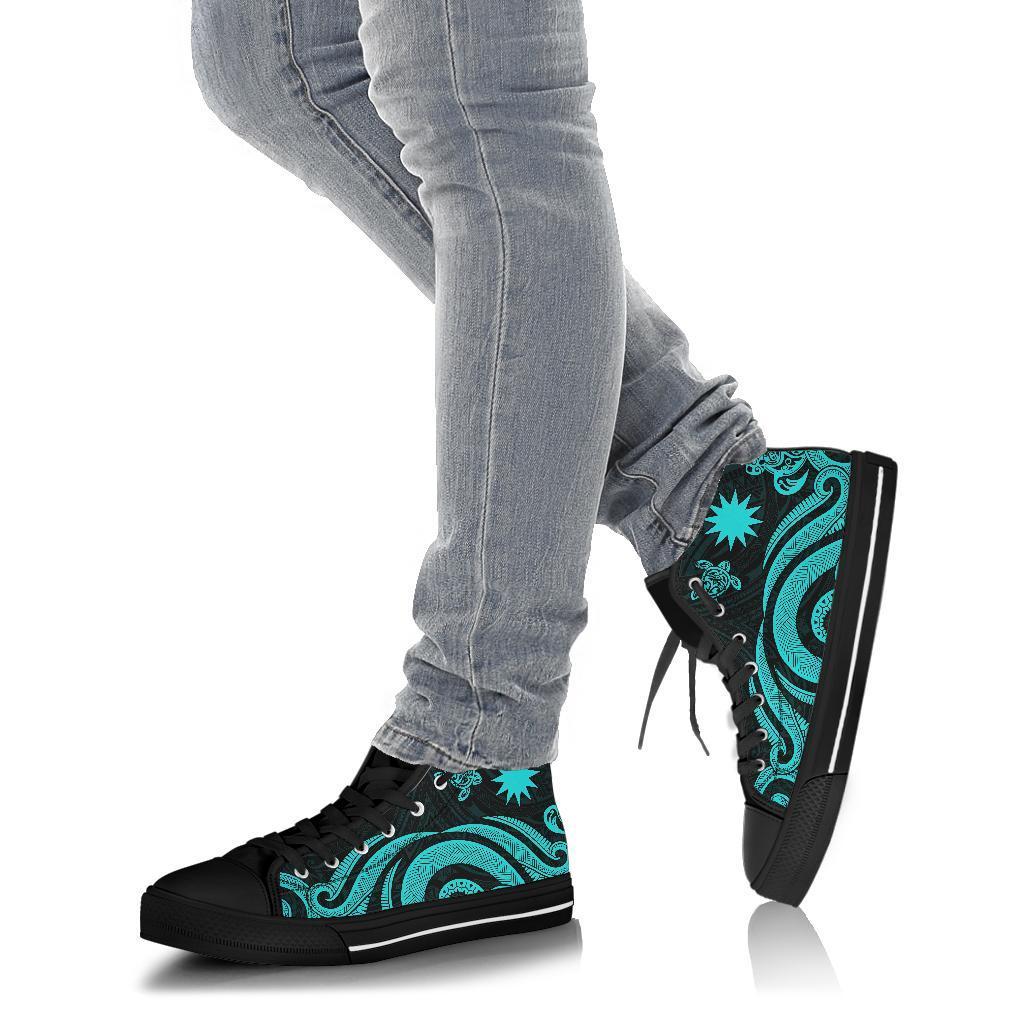 Nauru High Top Canvas Shoes - Turquoise Tentacle Turtle - Polynesian Pride