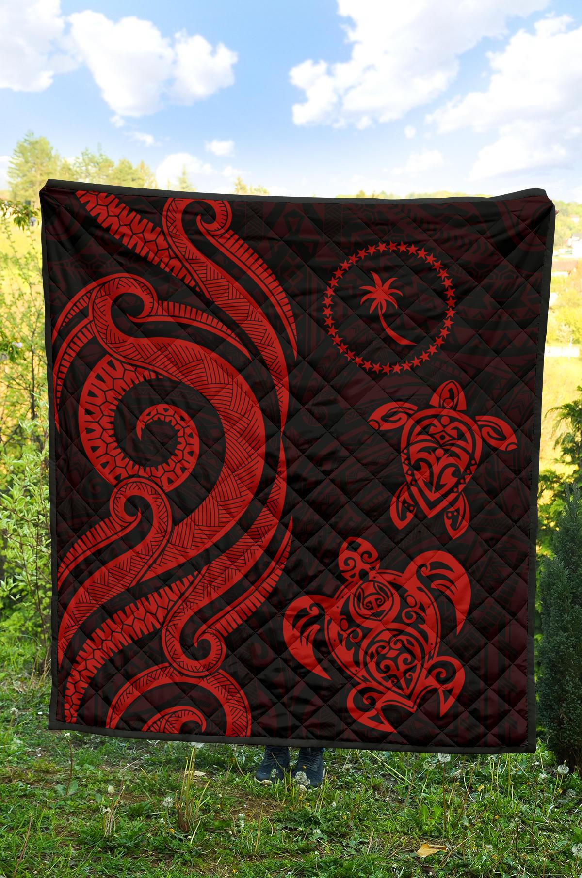 Chuuk Micronesian Premium Quilt - Red Tentacle Turtle - Polynesian Pride