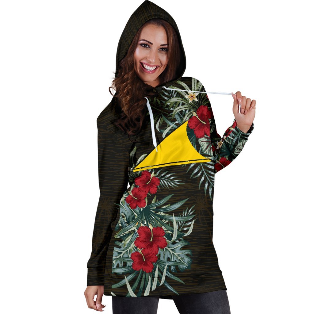 Tokelau Hoodie Dress - Tokelau Flag Hibiscus - Polynesian Pride