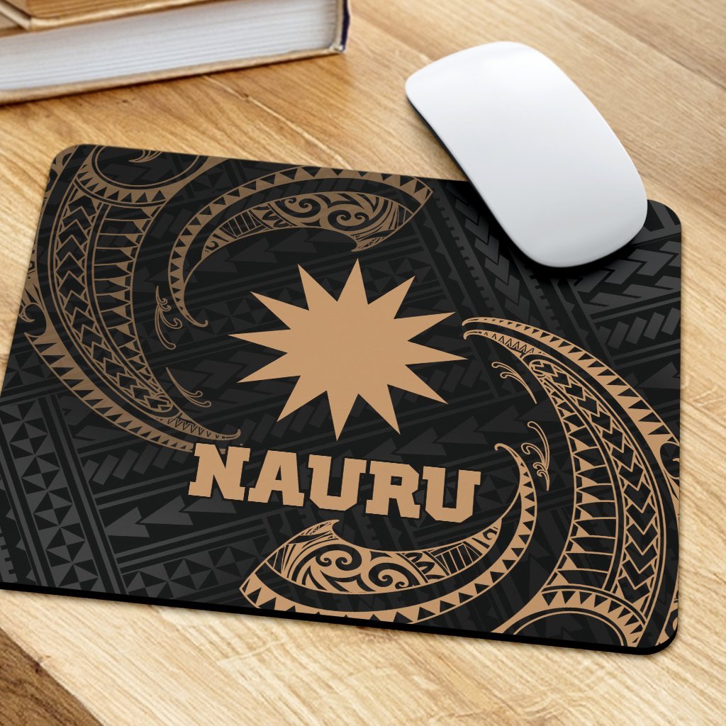 Nauru Polynesian Mouse Pad - Gold Tribal Wave - Polynesian Pride