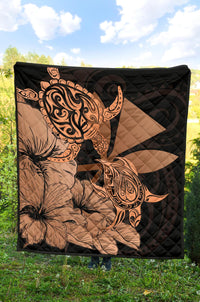 Hawaii Turtle Premium Quilt Polynesian Hibiscus Art Ver 2.0 Orange AH - Polynesian Pride