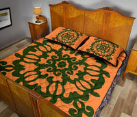 Hawaii Turtle Pattern New Orange Quilt Bed Set - Skin Style - AH - Polynesian Pride