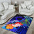 CNMI Custom Personalised Area Rug - Humpback Whale with Tropical Flowers (Blue) - Polynesian Pride