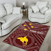Papua New Guinea Personalised Area Rug - Flag With Polynesian Patterns (Red) - Polynesian Pride
