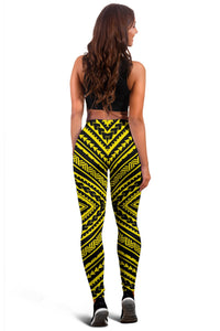 Polynesian Tatau Yellow Hawaii Women's Legging AH - Polynesian Pride