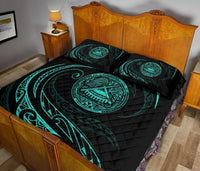 American Samoa Quilt Bed Set - Turquoise - Frida Style - Polynesian Pride