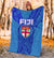 Blue Premium Blanket Fiji Rugby Polynesian Waves Style - Polynesian Pride